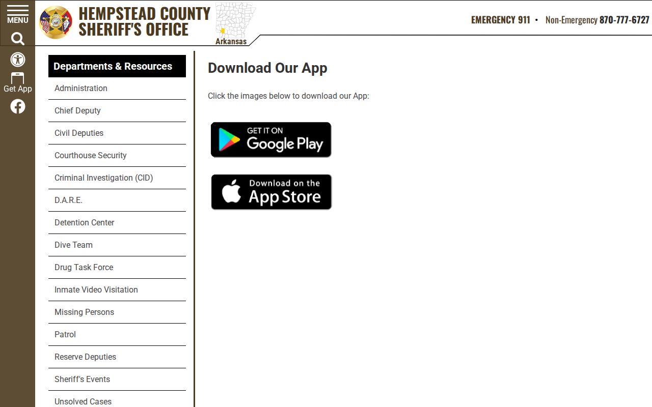 Hempstead County arrest records sheriff mobile app roster alerts